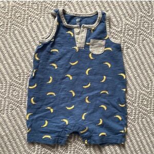 Blue Banana Print Baby Romper